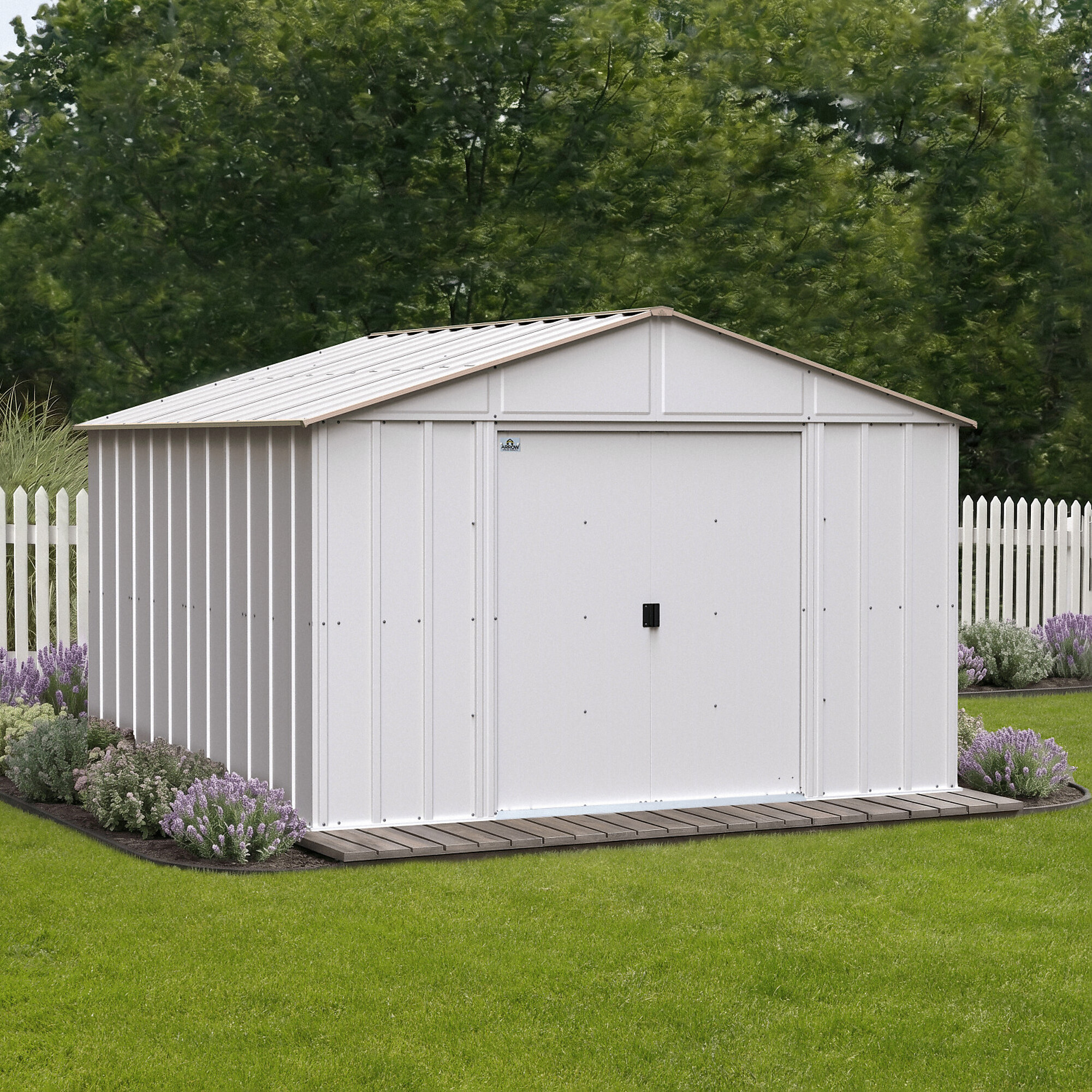 CLG108EG Arrow Classic 8 x 10 x 6 ft Eggshell Steel Storage Shed